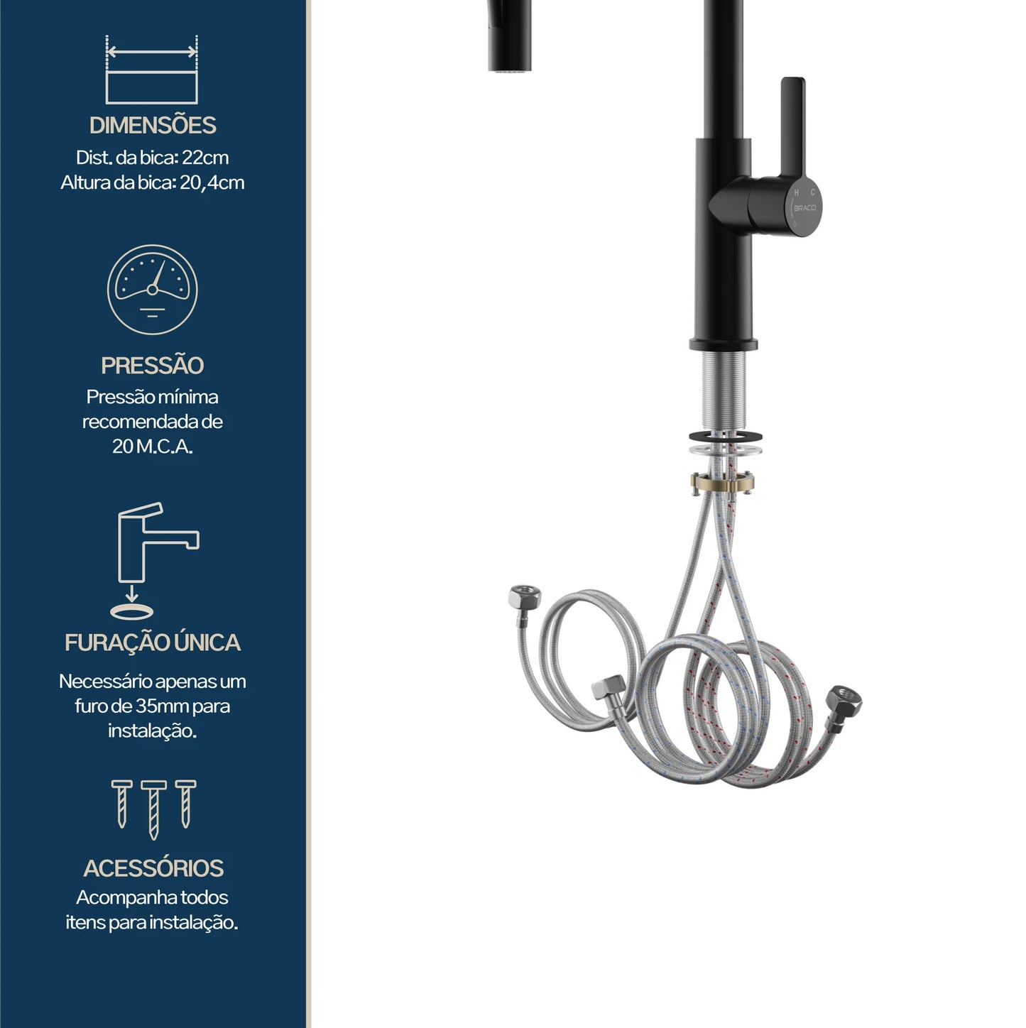 TORNEIRA MONOCOMANDO Q/F LA BELLE SPRING PRETO