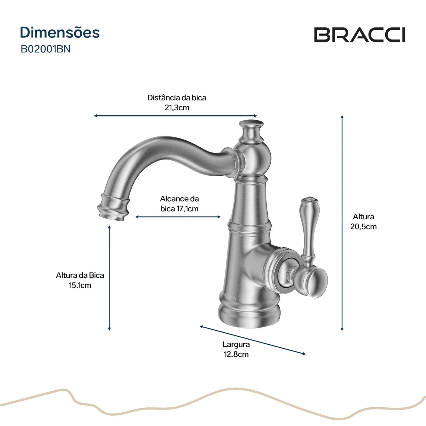 TORNEIRA MONOCOMANDO Q/F ST CLAIRE AÇO ESCOVADO