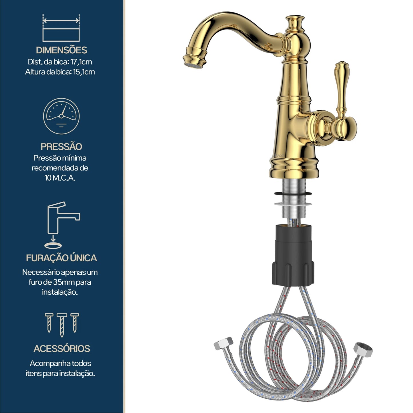 TORNEIRA MONOCOMANDO Q/F ST CLAIRE DOURADO