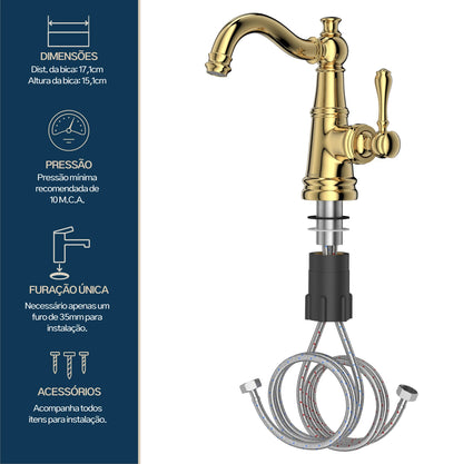 TORNEIRA MONOCOMANDO Q/F ST CLAIRE DOURADO
