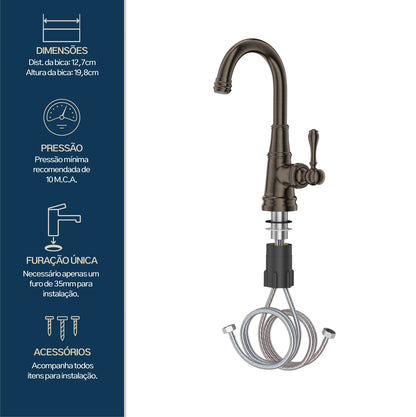 TORNEIRA MONOCOMANDO Q/F ST CLAIRE BRONZE ESCOVADO