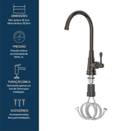 TORNEIRA MONOCOMANDO Q/F ST CLAIRE BRONZE ESCOVADO