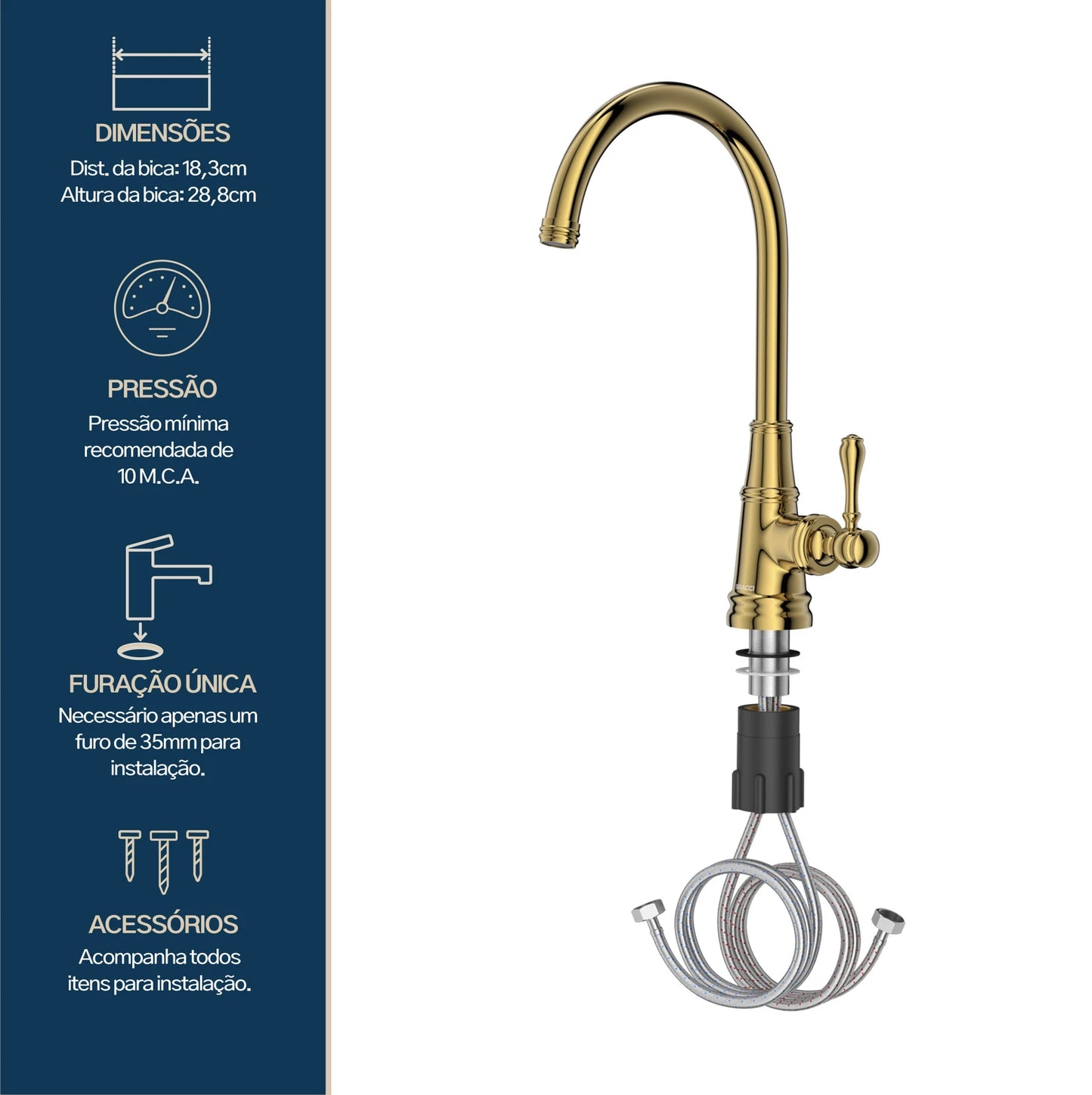 TORNEIRA MONOCOMANDO Q/F ST CLAIRE DOURADO