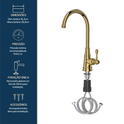 TORNEIRA MONOCOMANDO Q/F ST CLAIRE DOURADO