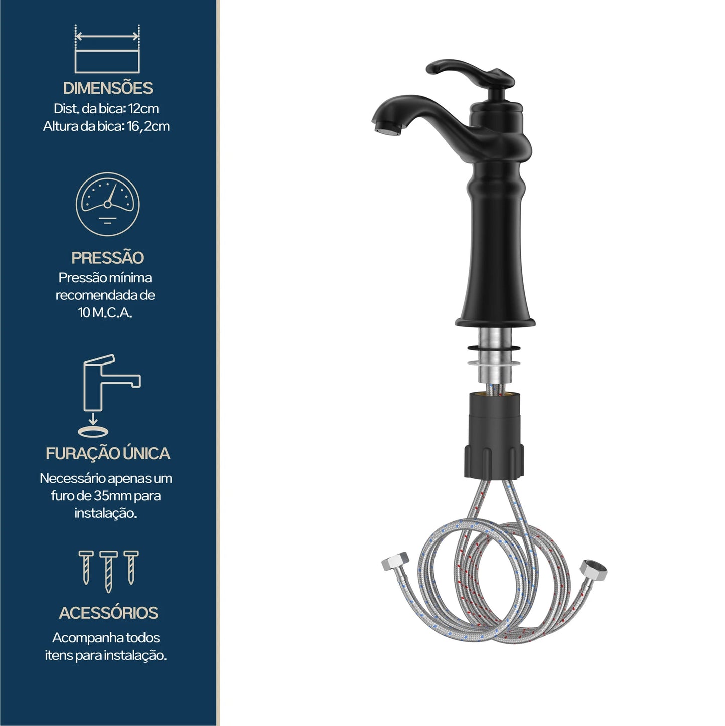 TORNEIRA MONOCOMANDO Q/F ST CLAIRE PRETO