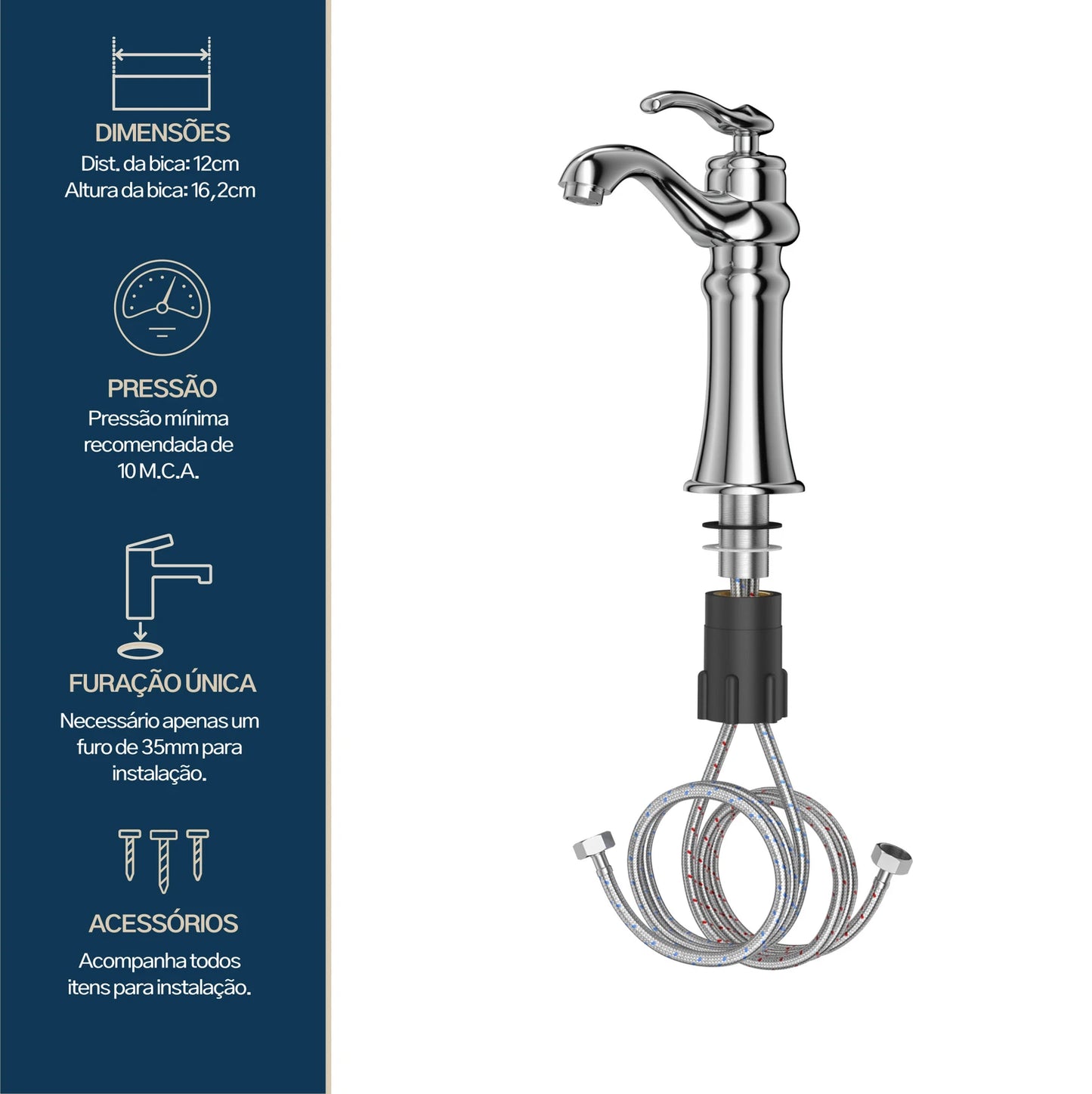 TORNEIRA MONOCOMANDO Q/F ST CLAIRE CROMADO