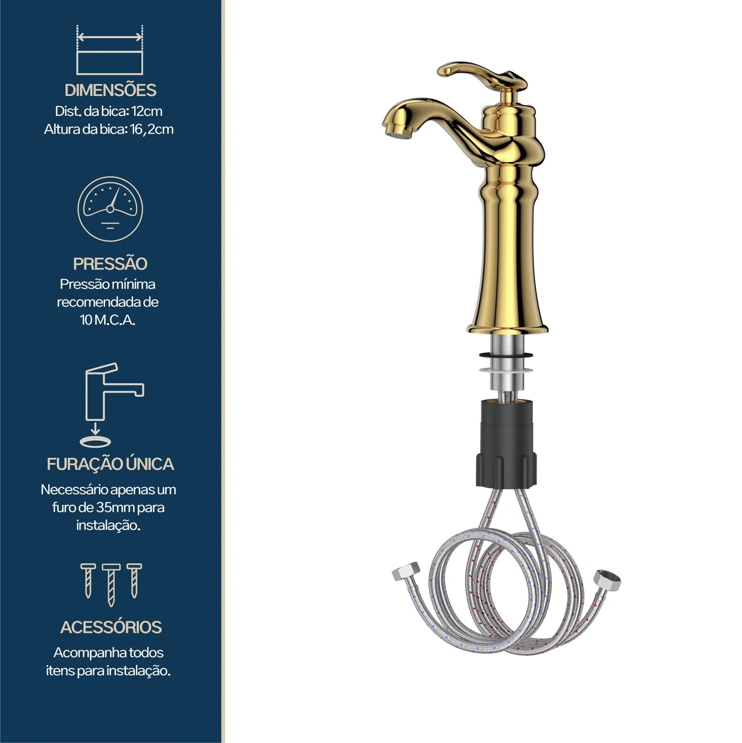 TORNEIRA MONOCOMANDO Q/F ST CLAIRE DOURADO