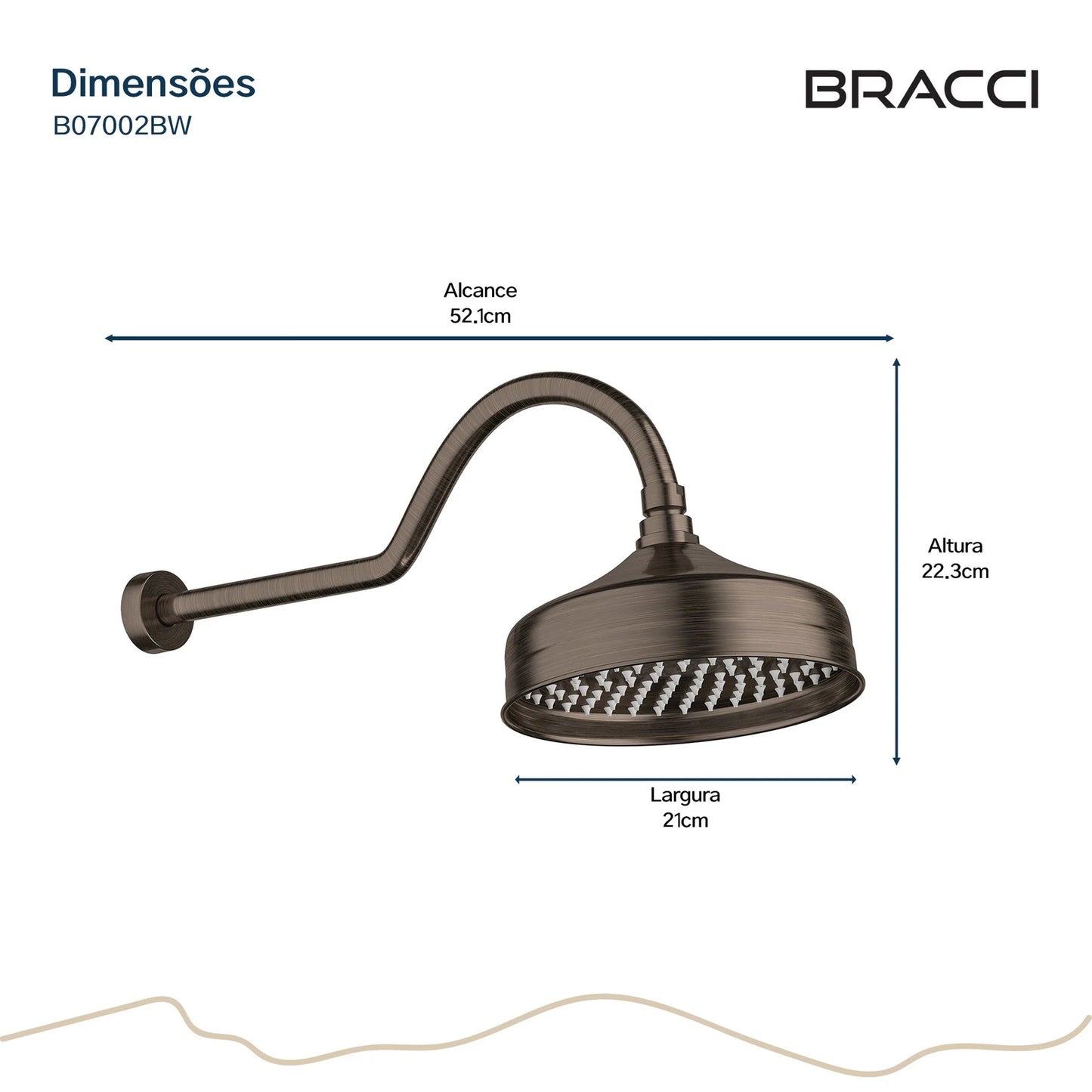CHUVEIRO DE PAREDE BRONZE ESCOVADO
