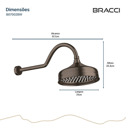CHUVEIRO DE PAREDE BRONZE ESCOVADO
