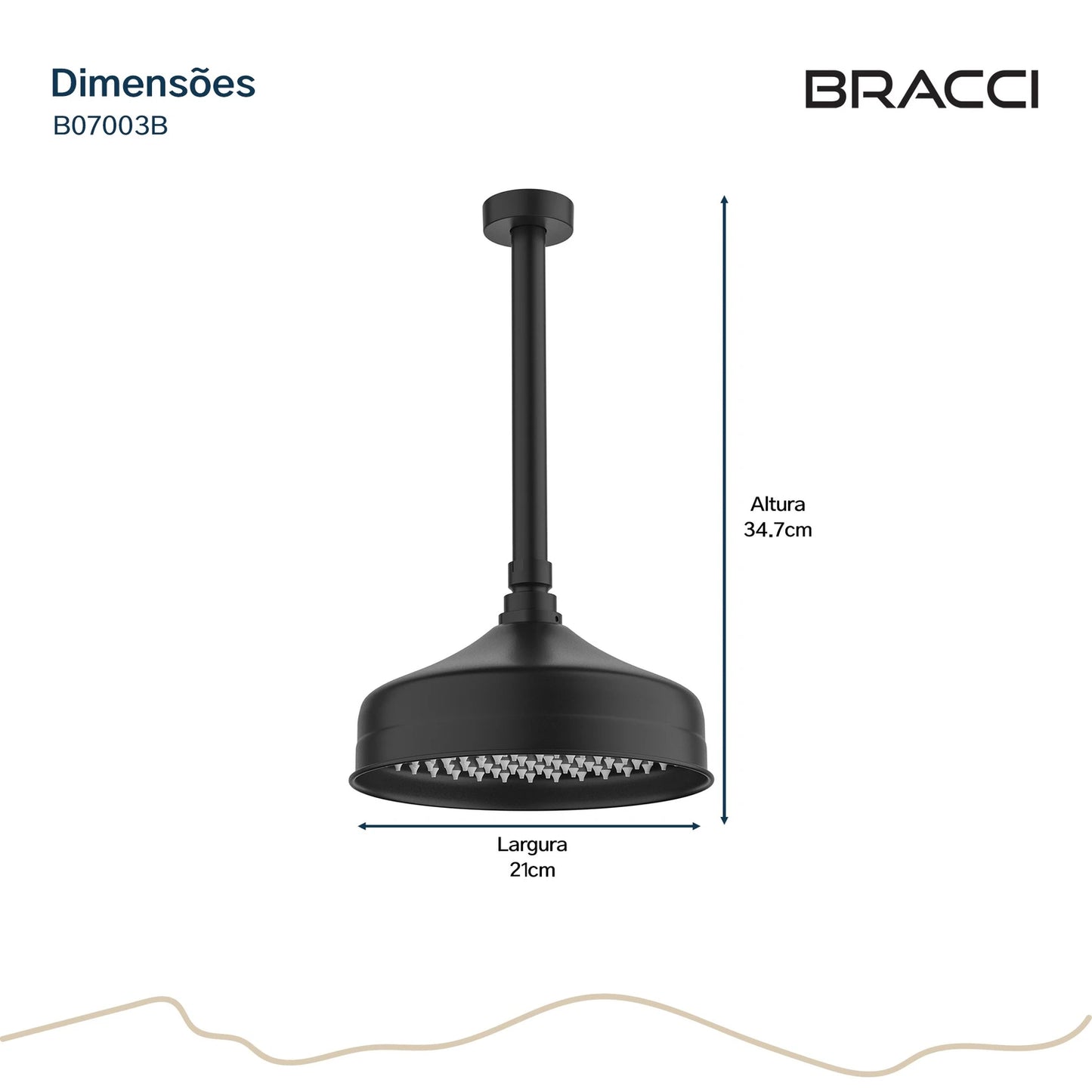 CHUVEIRO DE TETO PRETO FOSCO