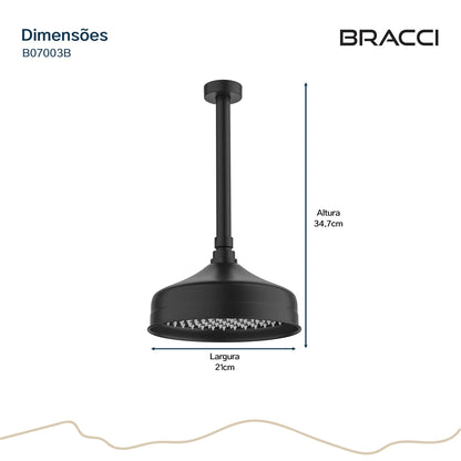 CHUVEIRO DE TETO PRETO FOSCO