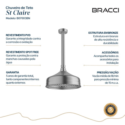 CHUVEIRO DE TETO AÇO ESCOVADO
