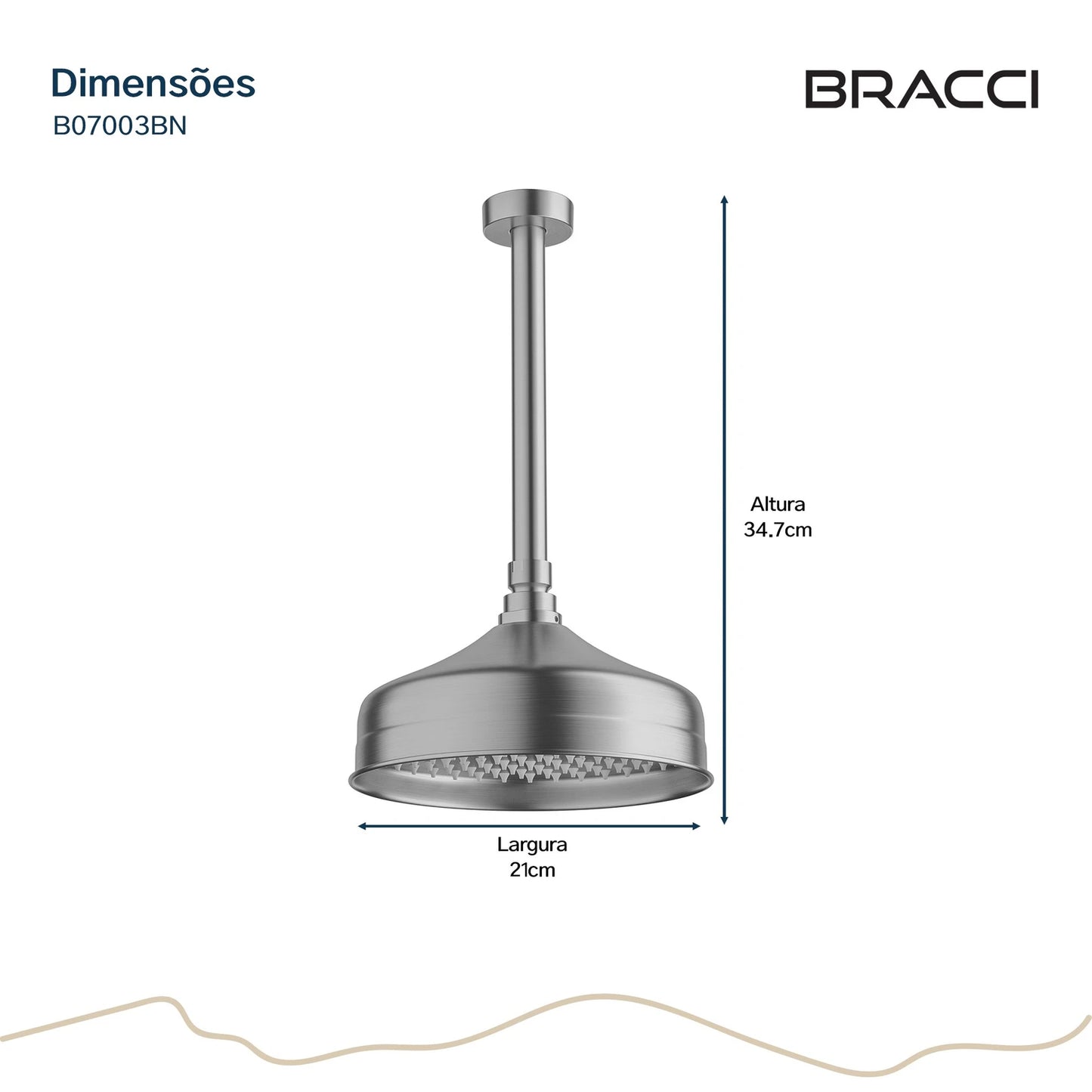 CHUVEIRO DE TETO AÇO ESCOVADO