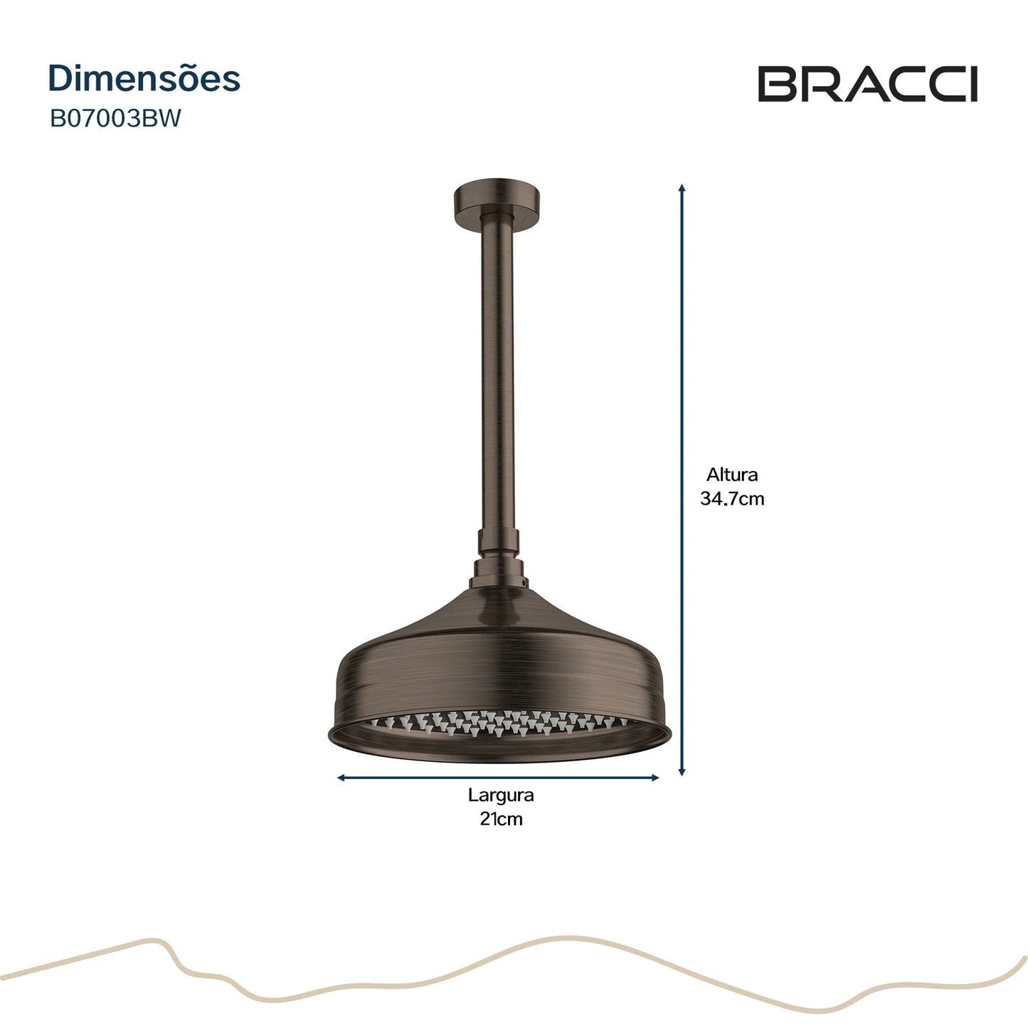 CHUVEIRO DE TETO BRONZE ESCOVADO