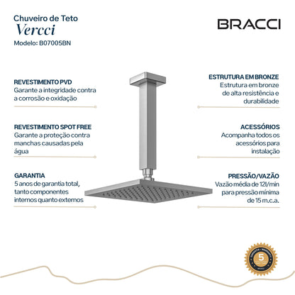 CHUVEIRO DE TETO AÇO ESCOVADO