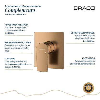 ACABAMENTO MONOCOMANDO DE CHUVEIRO ROSE ESCOVADO