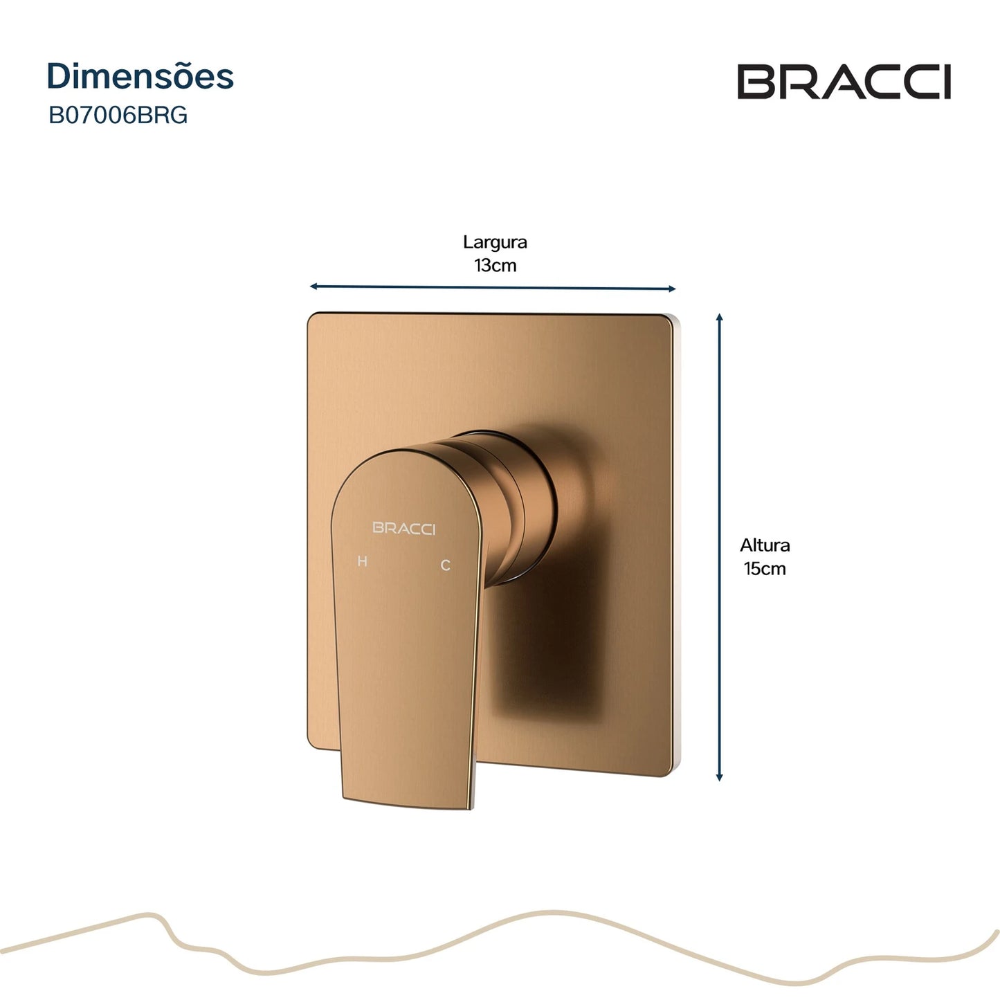 ACABAMENTO MONOCOMANDO DE CHUVEIRO ROSE ESCOVADO