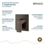 ACABAMENTO MONOCOMANDO DE CHUVEIRO BRONZE ESCOVADO