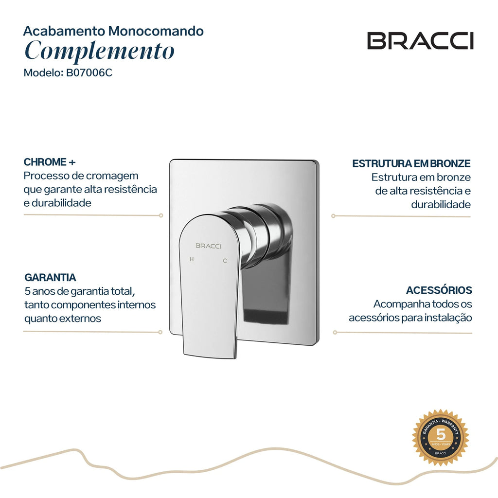 ACABAMENTO MONOCOMANDO DE CHUVEIRO CROMADO