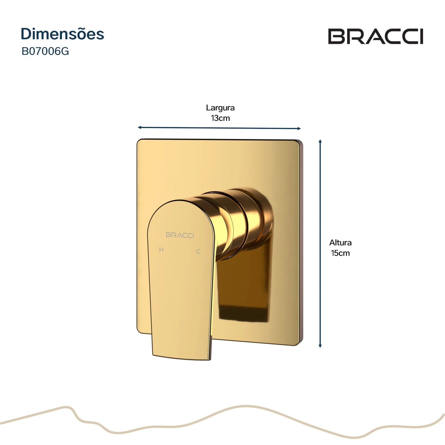 ACABAMENTO MONOCOMANDO DE CHUVEIRO DOURADO