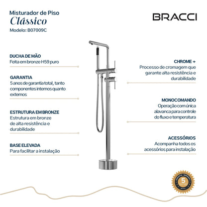 TORNEIRA MONOCOMANDO Q/F PARA BANHEIRAS CROMADO