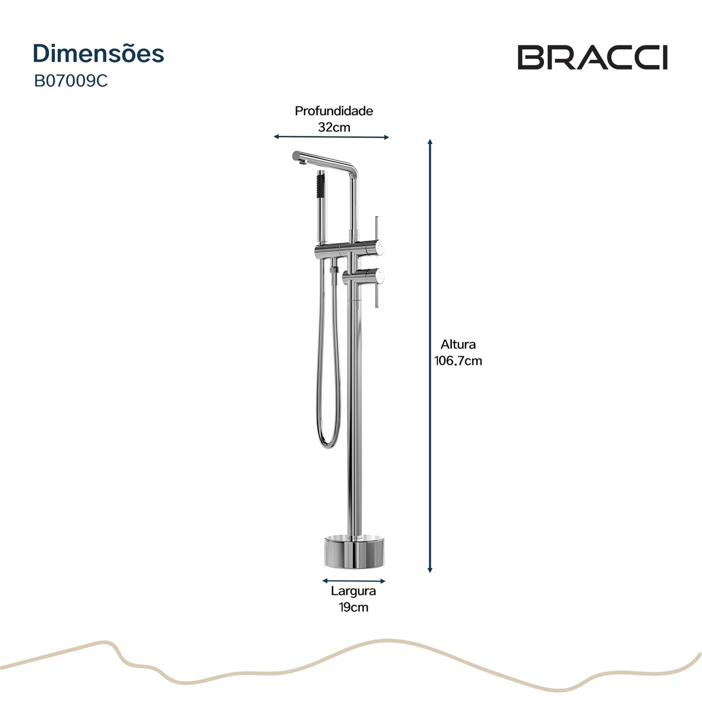 TORNEIRA MONOCOMANDO Q/F PARA BANHEIRAS CROMADO