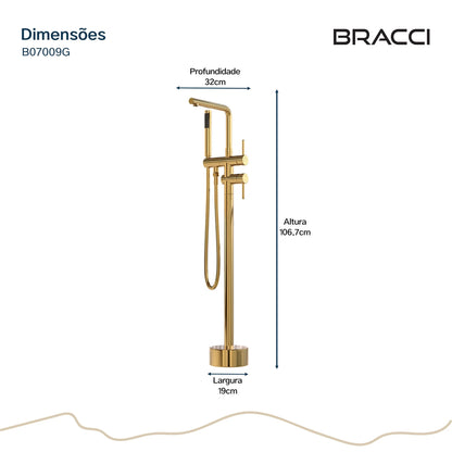 TORNEIRA MONOCOMANDO Q/F PARA BANHEIRAS DOURADO
