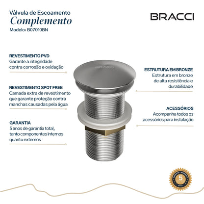 VÁLVULA DE ESCOAMENTO AÇO ESCOVADO