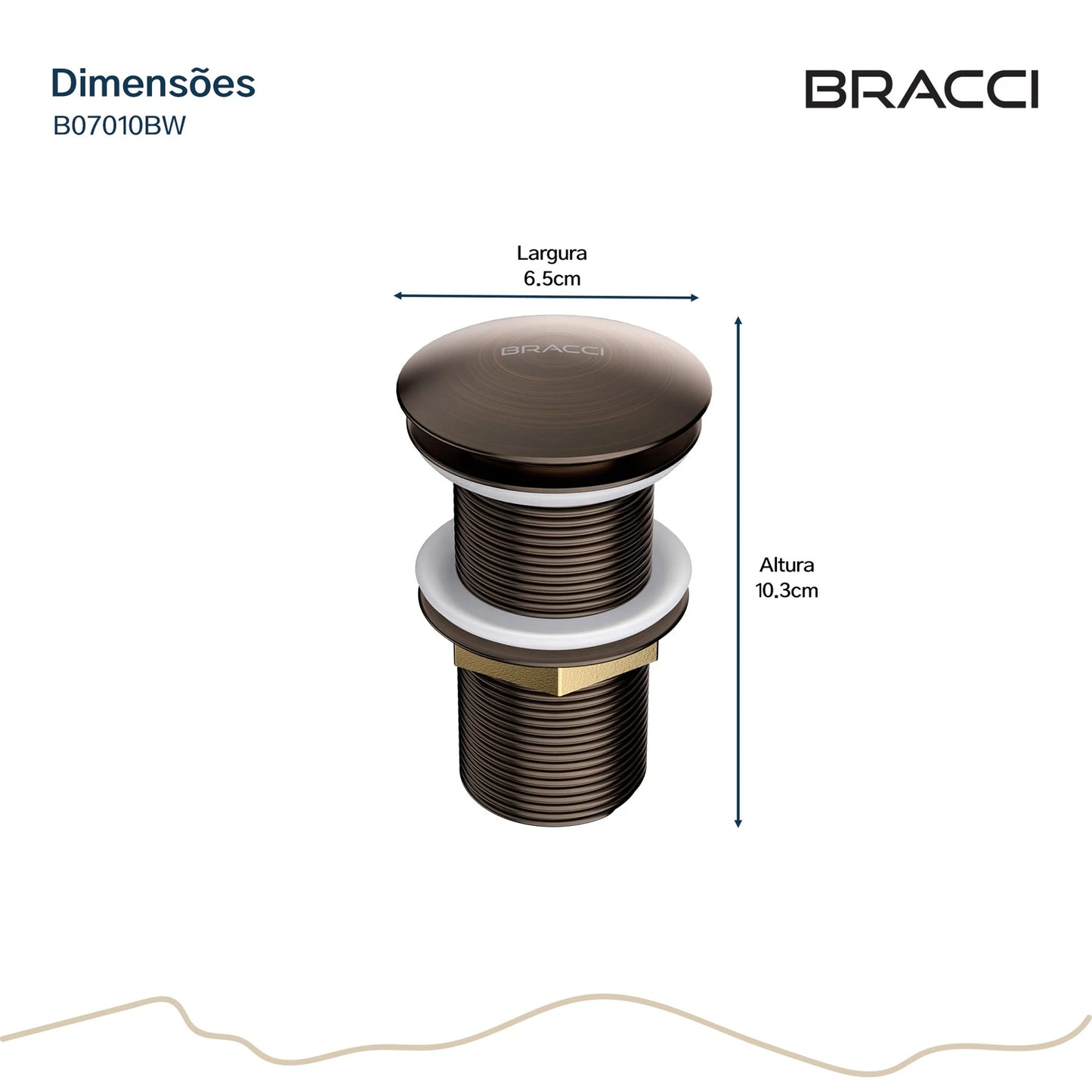 VÁLVULA DE ESCOAMENTO BRONZE ESCOVADO