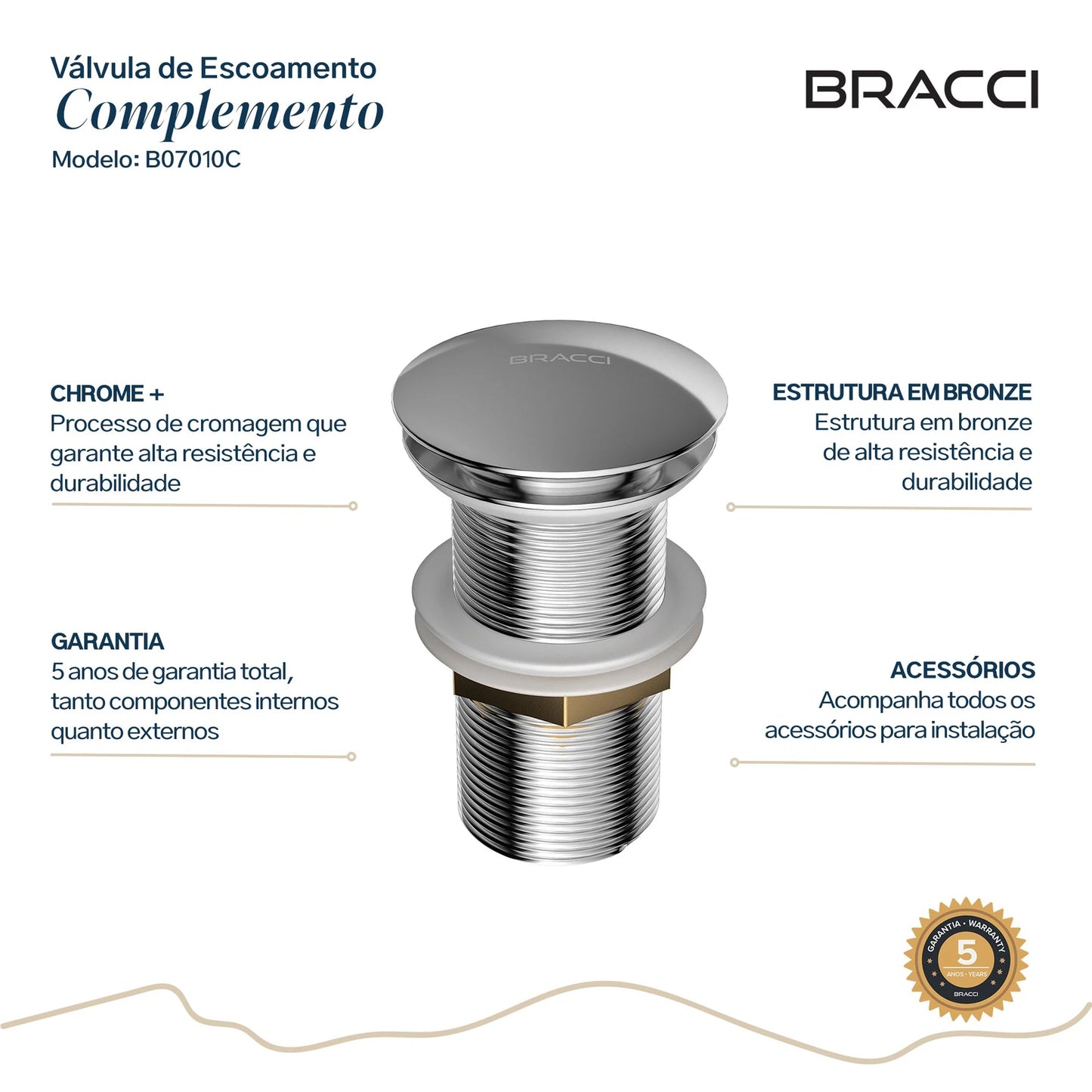 VÁLVULA DE ESCOAMENTO CROMADO