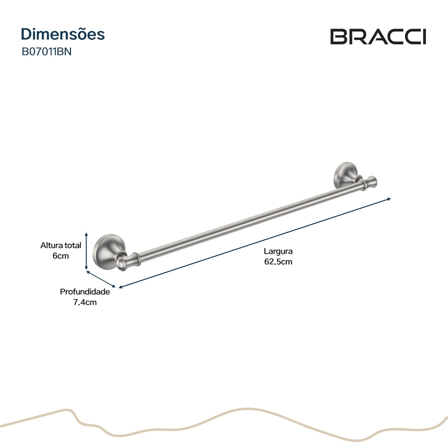 TOALHEIRO SIMPLES ST CLAIRE AÇO ESCOVADO