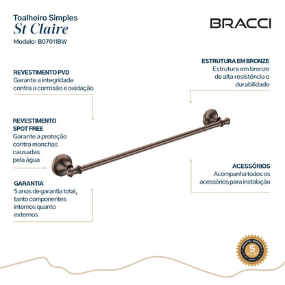 TOALHEIRO SIMPLES ST CLAIRE BRONZE ESCOVADO