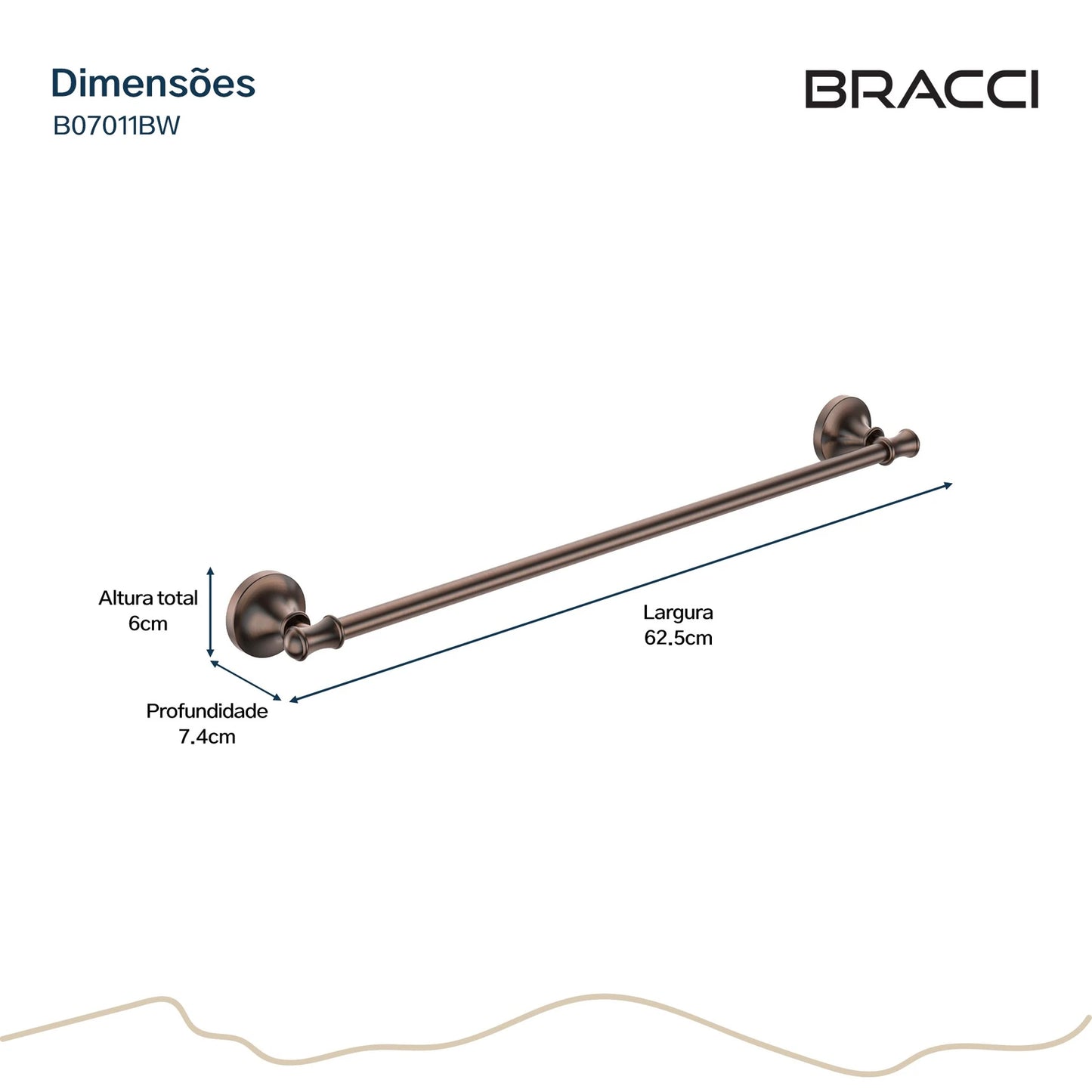 TOALHEIRO SIMPLES ST CLAIRE BRONZE ESCOVADO