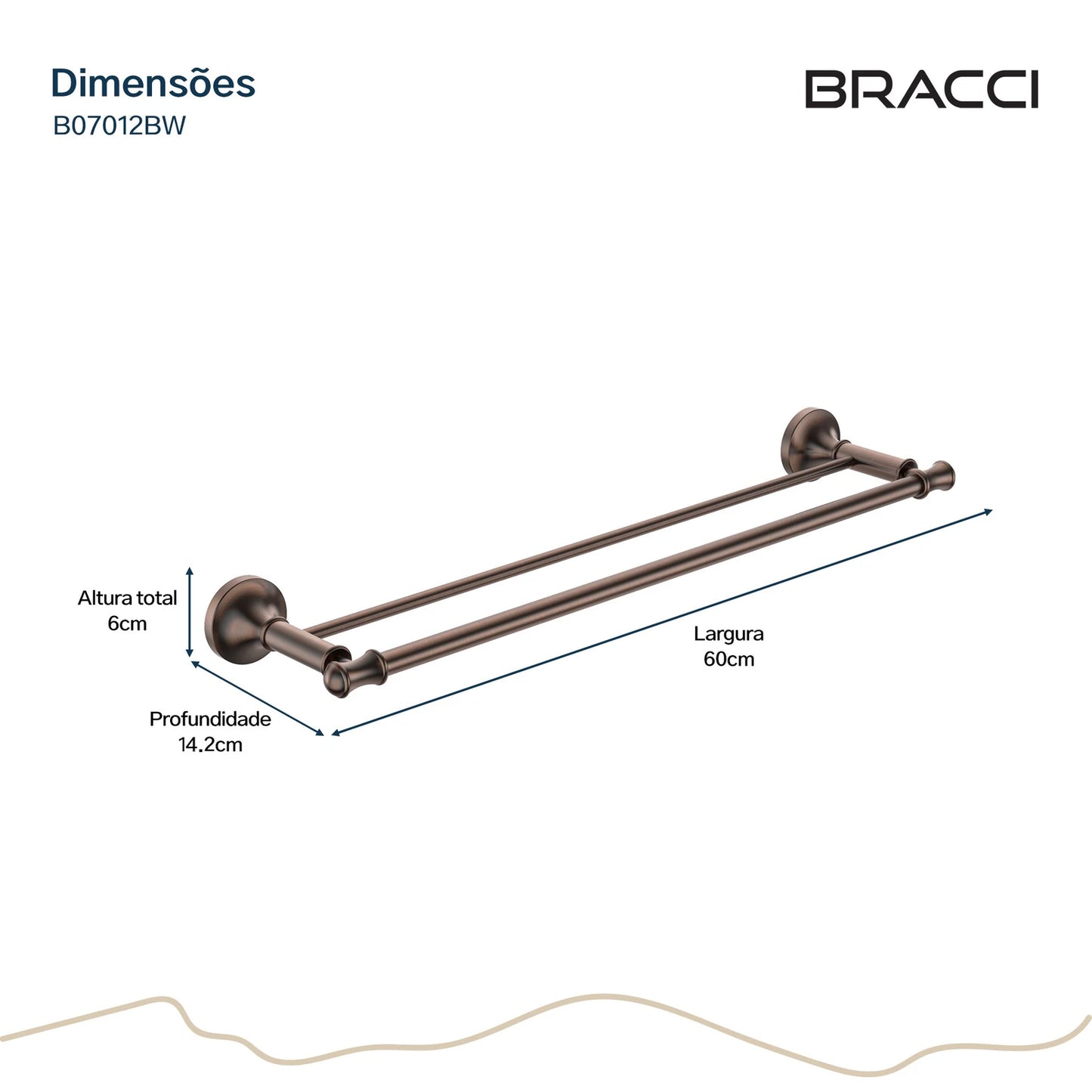 TOALHEIRO DUPLO ST CLAIRE BRONZE ESCOVADO