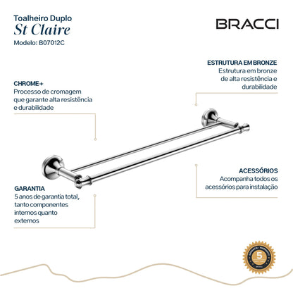TOALHEIRO DUPLO ST CLAIRE CROMADO