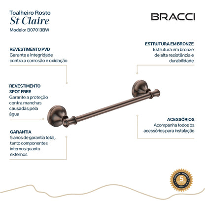 TOALHEIRO ROSTO ST CLAIRE BRONZE ESCOVADO
