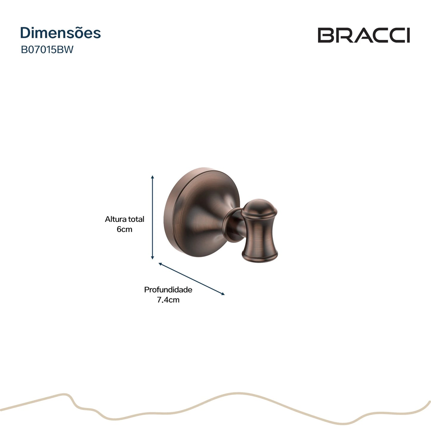 GANCHO SIMPLES ST CLAIRE BRONZE ESCOVADO