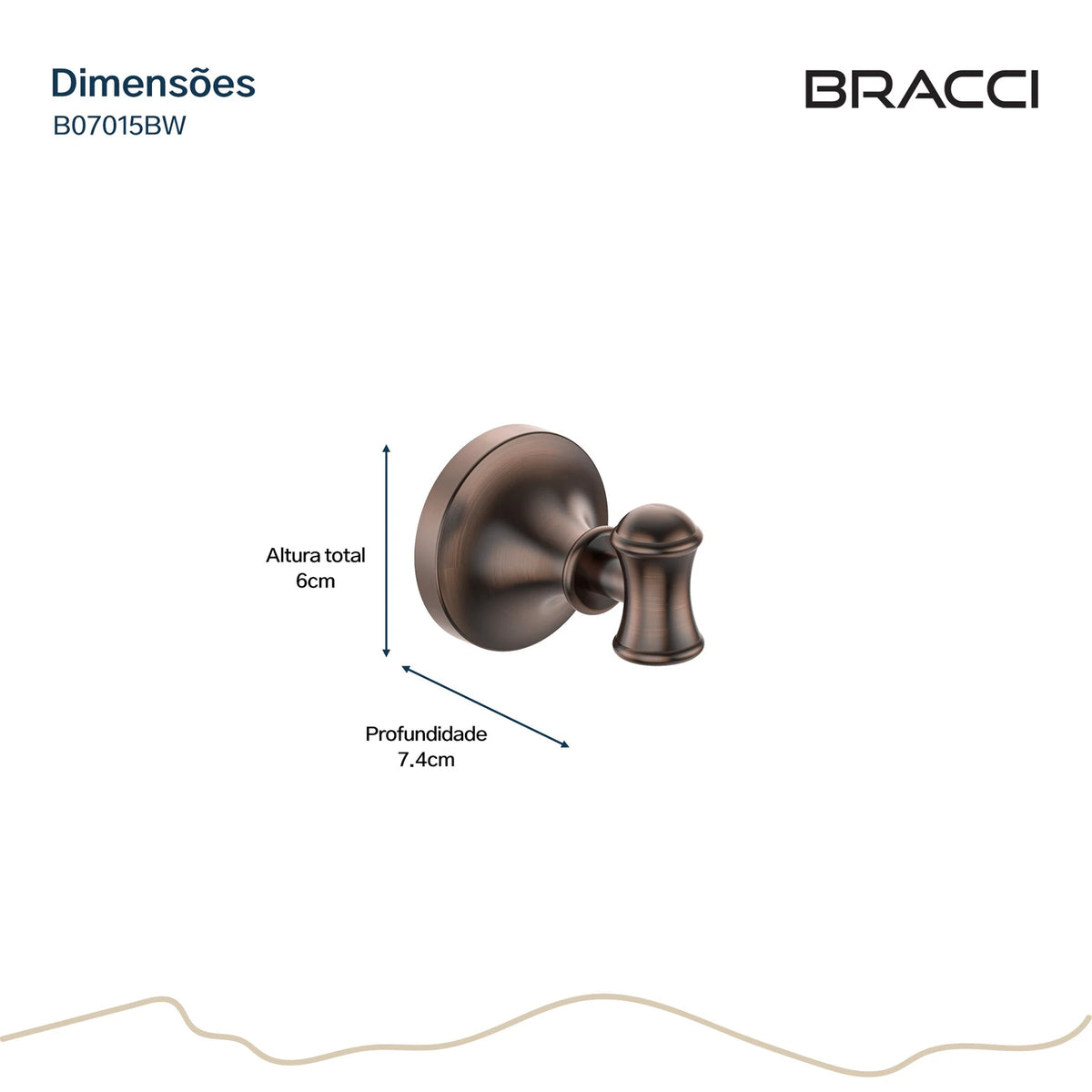 GANCHO SIMPLES ST CLAIRE BRONZE ESCOVADO