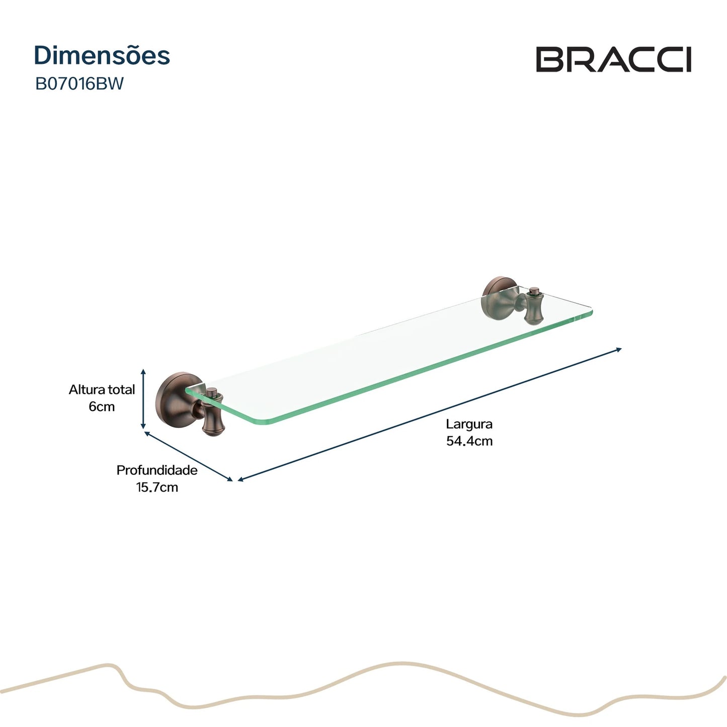 PRATELEIRA VIDRO BRONZE ESCOVADO