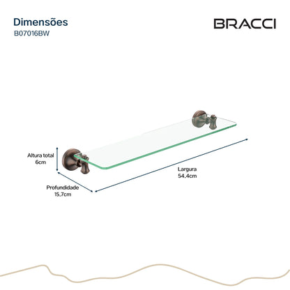 PRATELEIRA VIDRO BRONZE ESCOVADO
