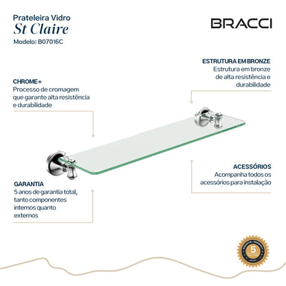 PRATELEIRA VIDRO CROMADO