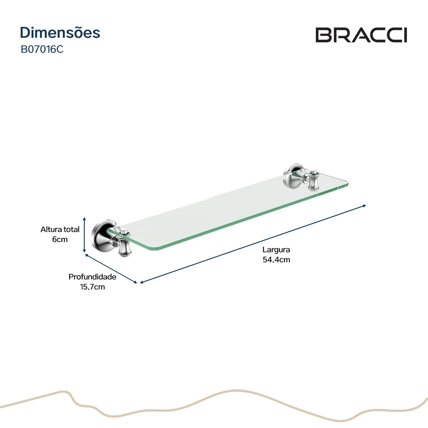 PRATELEIRA VIDRO CROMADO