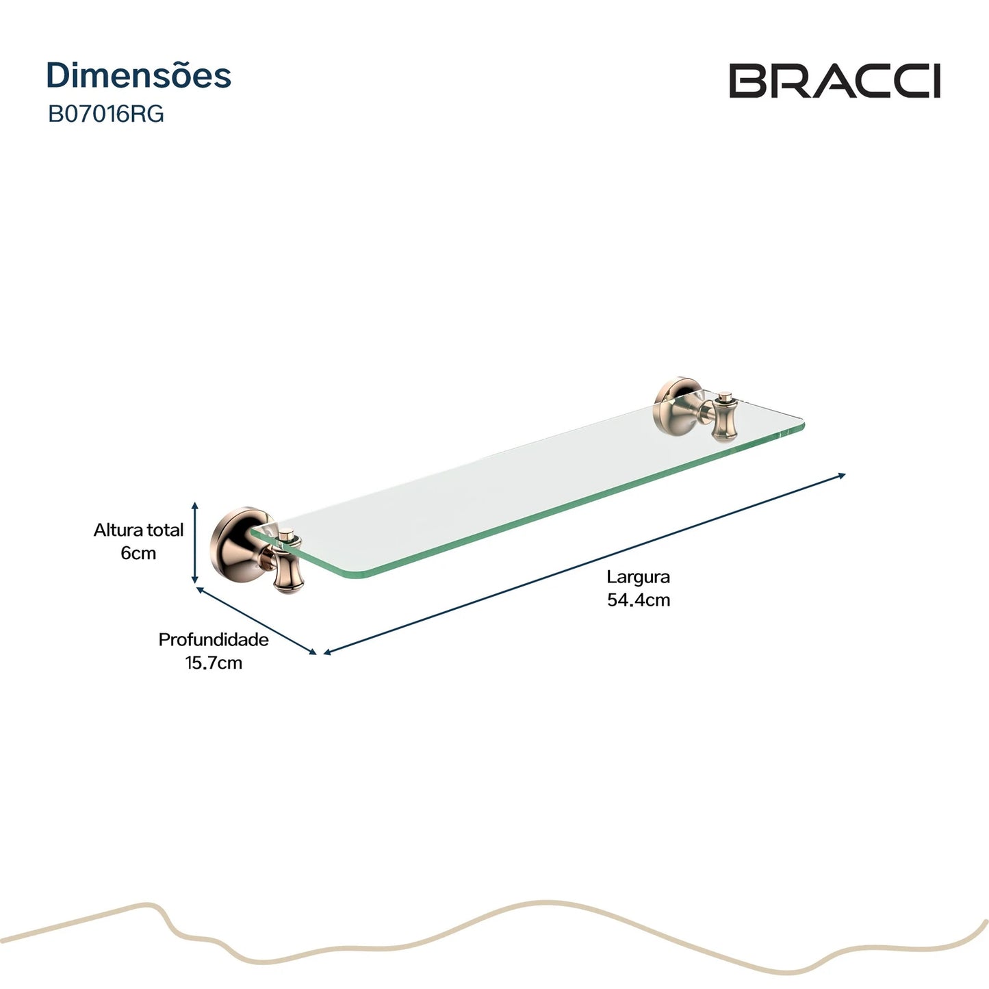 PRATELEIRA VIDRO ROSE GOLD