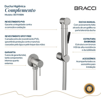 DUCHA HIGIÊNICA AÇO ESCOVADO ÁGUA FRIA