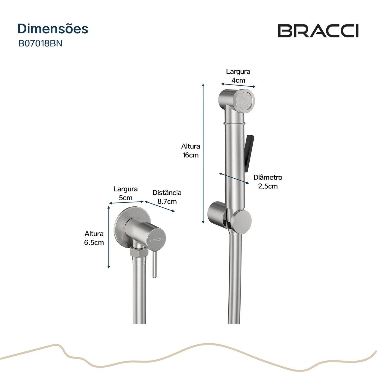 DUCHA HIGIÊNICA AÇO ESCOVADO ÁGUA FRIA