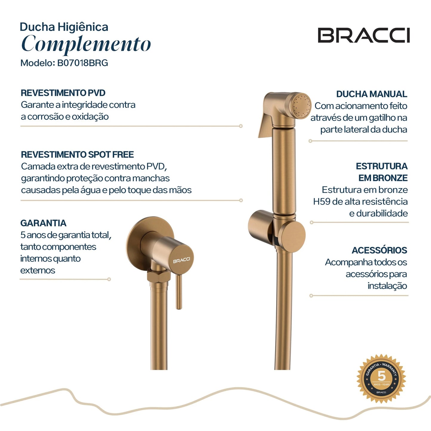 DUCHA HIGIÊNICA ROSE ESCOVADO ÁGUA FRIA