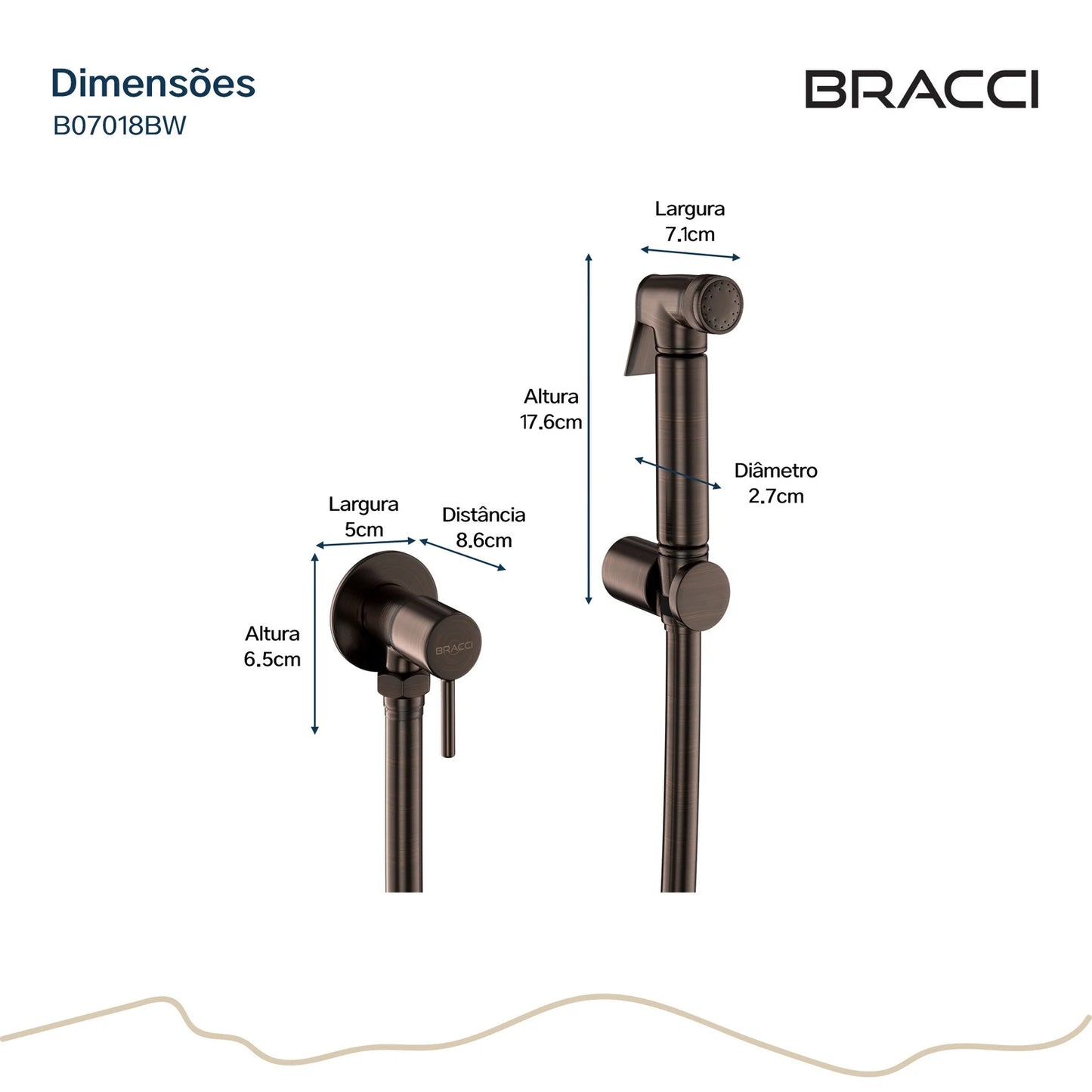 DUCHA HIGIÊNICA BRONZE ESCOVADO ÁGUA FRIA