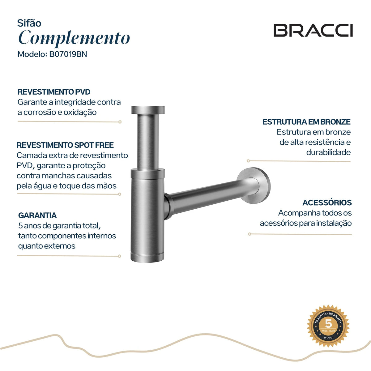 SIFÃO AÇO ESCOVADO