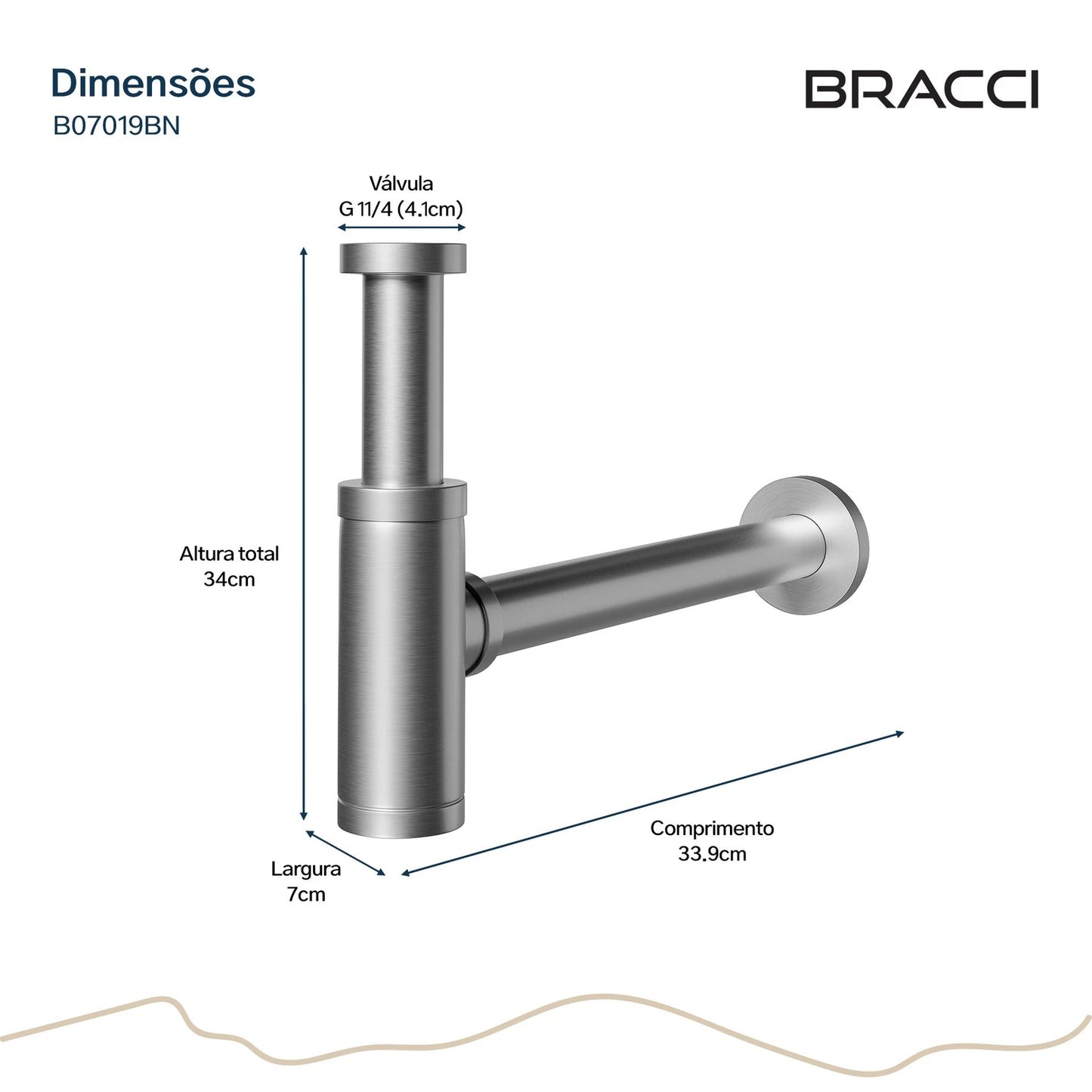 SIFÃO AÇO ESCOVADO