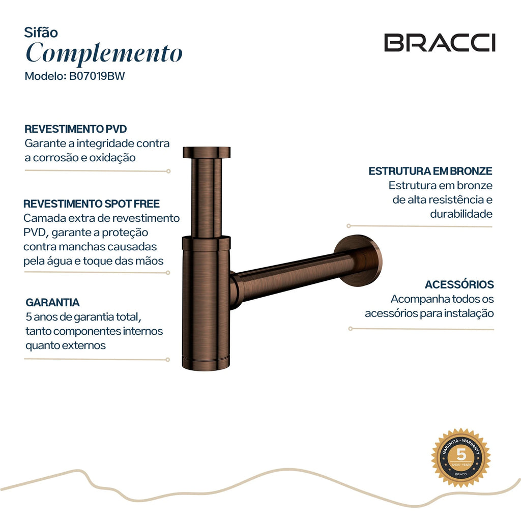 SIFÃO BRONZE ESCOVADO